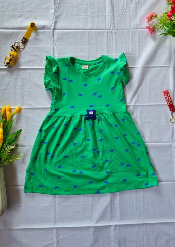 20250427_144011 Girls frock (Dino - Bright green)