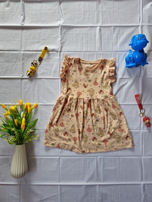 Girls frock (woodland dears - peach)