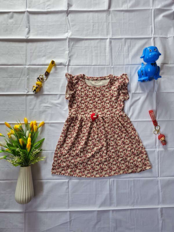 20250427_144546 Girls frock (red floral - Beige)