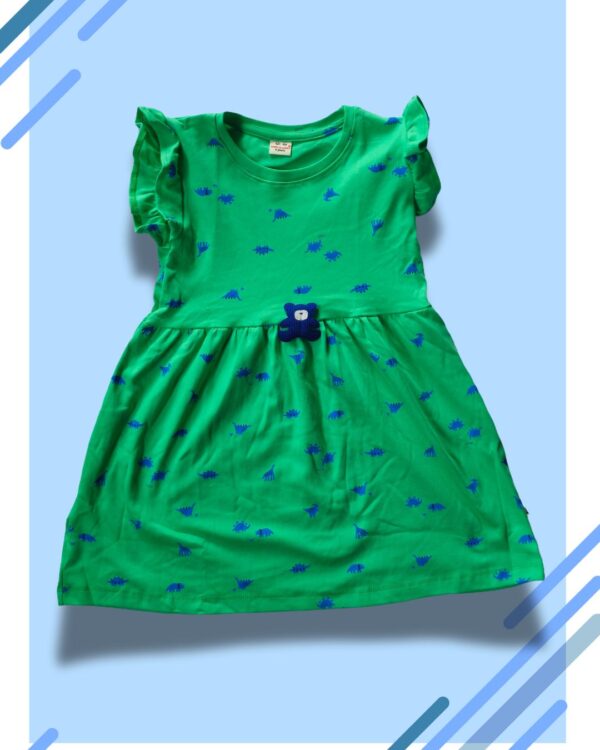 4 Girls frock (Dino - Bright green)