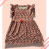 5 Girls frock (red floral - Beige)