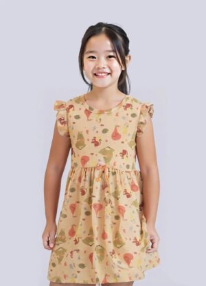 Girls frock (woodland dears - peach)
