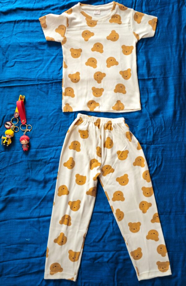 Co-ords night suit with teddy face