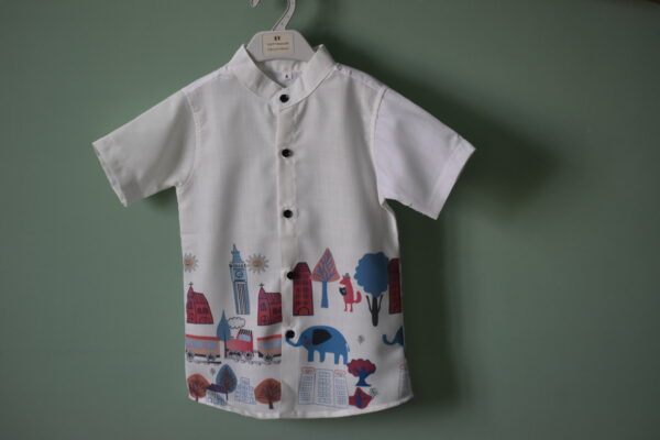Boys' London Cityscape & Animal Print Cotton Casual Shirt