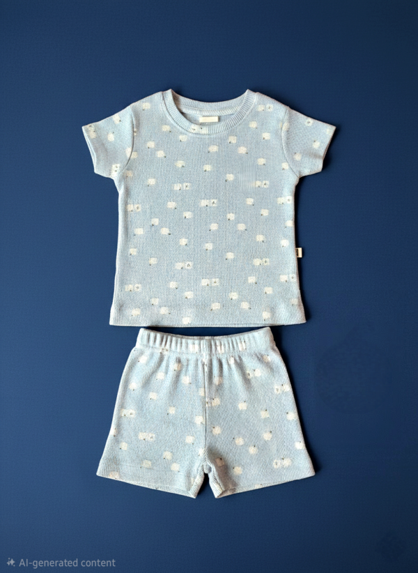 Co-ord short set (Waffer cloth - white sheep)