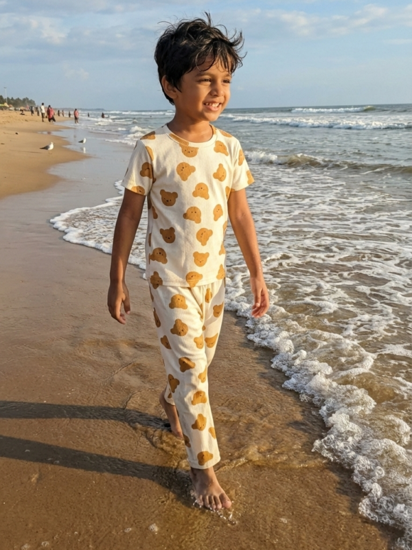 Co-ords night suit with teddy face