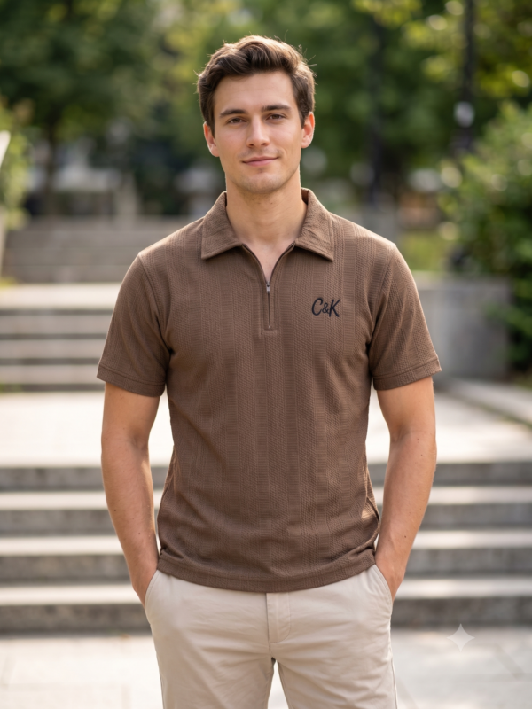 C&K Brown Jacquard T-shirt