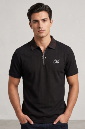 C&K black Jacquard T-shirt