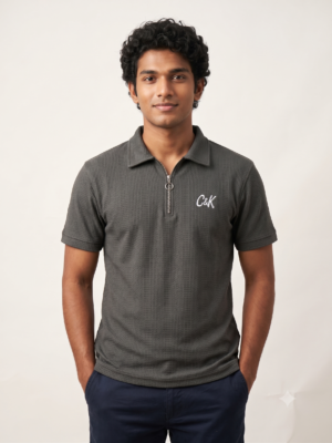 C&K Charcoal grey Jacquard T-shirt