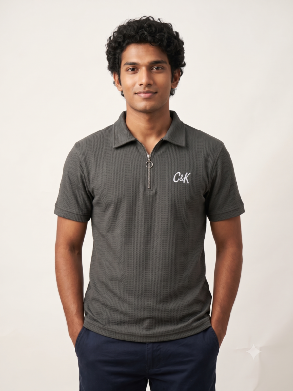 C&K Charcoal grey Jacquard T-shirt