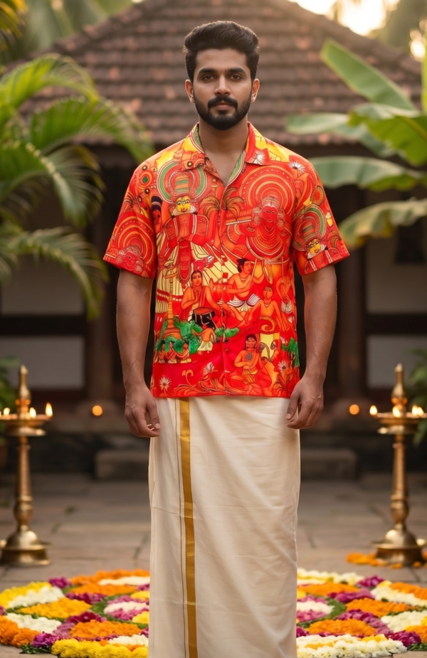 Kerala Heritage Mural Print Shirt – Onam Special