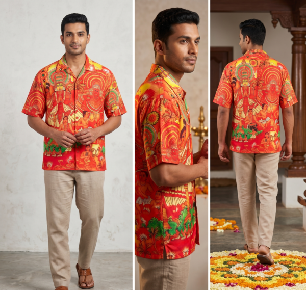 Kerala Heritage Mural Print Shirt – Onam Special